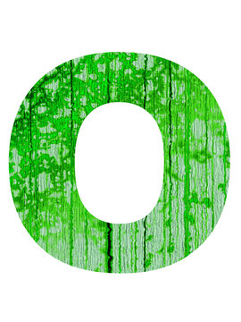 high resolution green and old O font isolated on white