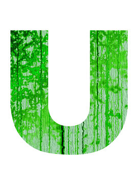 high resolution green and old U font isolated on white