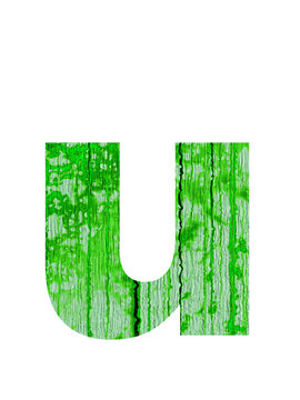 high resolution green and old u font isolated on white