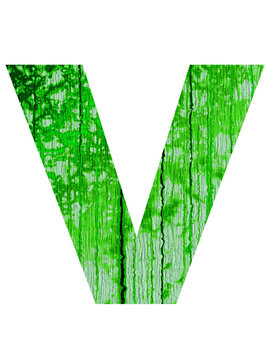 high resolution green and old V font isolated on white