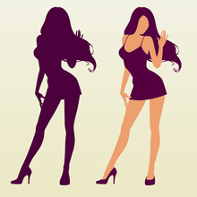 Vector Silhouette Of Sexy Woman