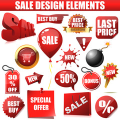 Wall Mural - Vector set of sale design elements isolated on white