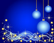 canvas print picture - Blauer Weihnachtshintergrund mit Christbaumkugeln