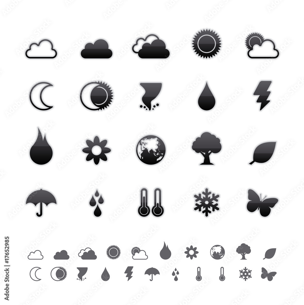 Black Deluxe Icons - Weather and Climate Set Stock Vector | Adobe Stock