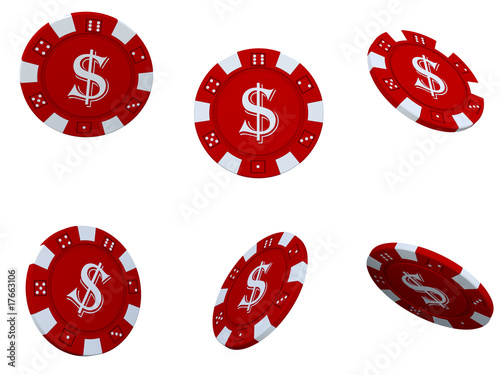 Fotomural Isolated poker chips 3D