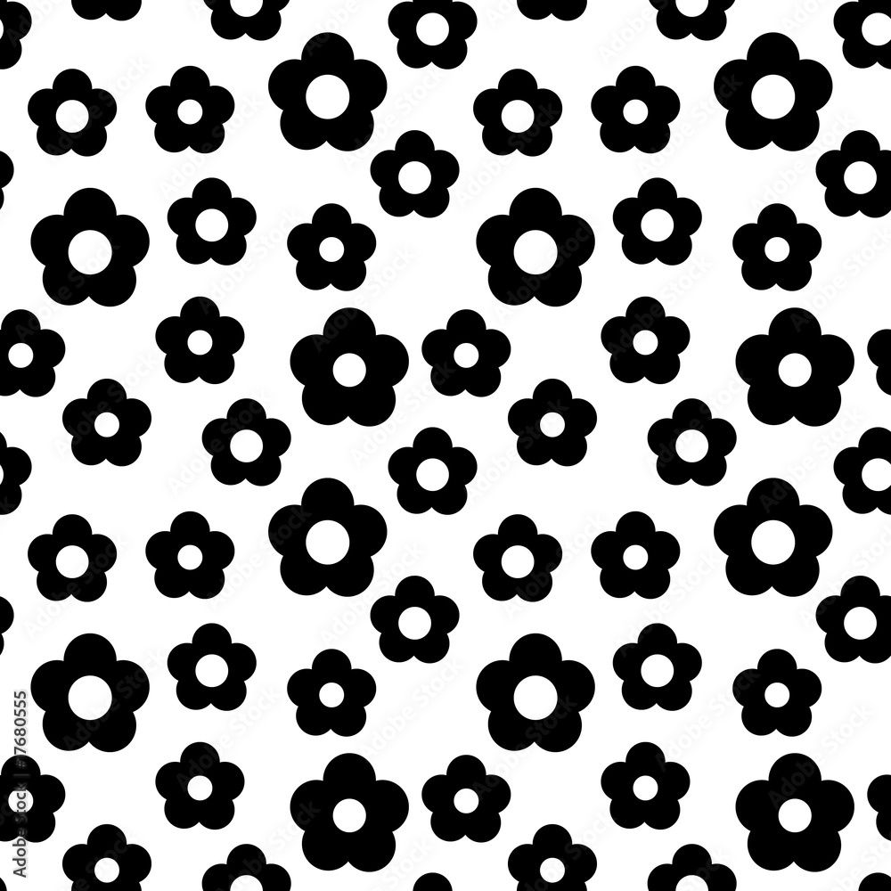 Simple black and white repeating flower background Stock Vector | Adobe  Stock, image size:1000x1000