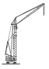 Wall Mural - silhouette crane on white background