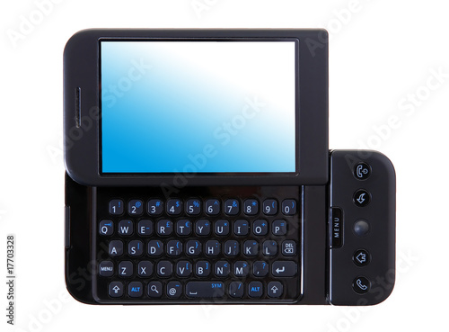 Modern mobile phone isolated on white background Tableau sur Toile