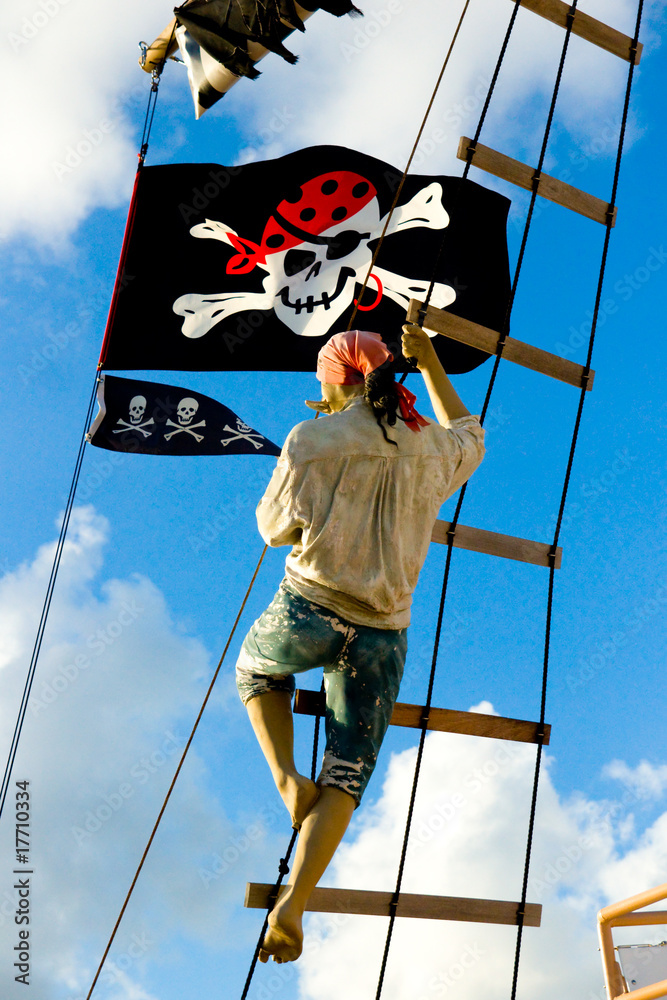 pirate climbing rigging Stock Photo | Adobe Stock