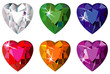 Heart cut precious stones with sparkle