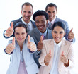 © WavebreakMediaMicro - High angle of multi-ethnic business team with thumbs up