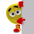 cool and funny yellow emoticon says look here