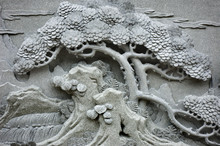 Chinese Feng Shui Pine Tree Carving.