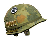 Fototapeta Miasta - US Vietnam War Helmet - Peace Button