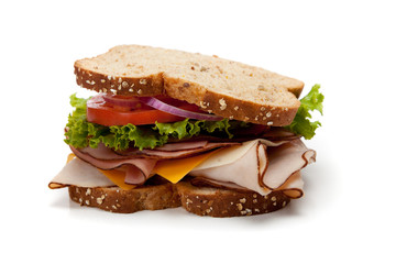 Canvas Print - A turkey sandwich on whole-grain bread