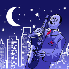 Wall Mural - Vector illustration of a saxophonist