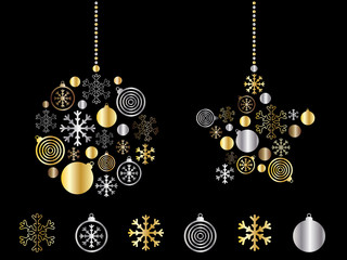 Sticker - gold and silver decorations