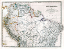 Vintage South America Map, Printed In 1875.
