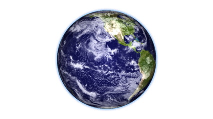 earth with clouds isolated on white.