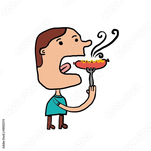 Hot Un Stock >> Hombre Come Hot Dog Pinchado En Un Tenedor Buy This Stock Hot Un Stock >> Hombre Come Hot Dog Pinchado En Un Tenedor Buy This Stock