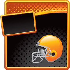 Canvas Print - Football helmet on orange and black halftone advertisement