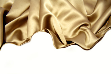 Brown silk fabric on white