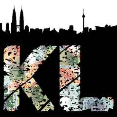 Wall Mural - Kuala Lumpur grunge text with skyline