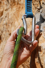 A Climbers Rope And Quickdraws