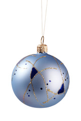 Wall Mural - blue christmas ball on white background