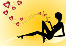 Beautiful Sexy Girl Vector Illustration With Hearts