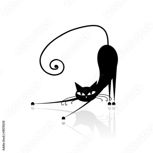 Tapeta ścienna na wymiar Black cat silhouette for your design