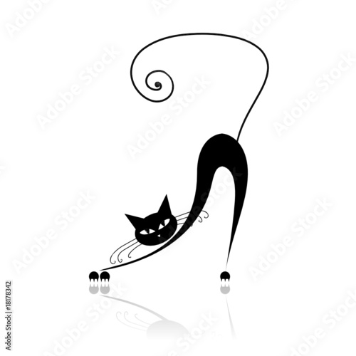 Fototapeta na wymiar Black cat silhouette for your design