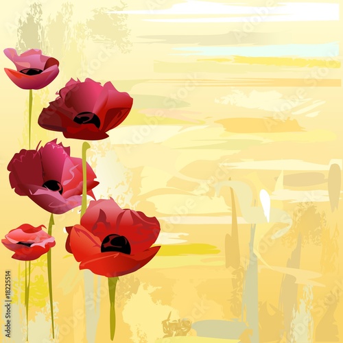 Naklejka ścienna Painted poppies background