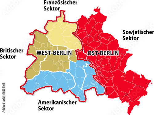 Geteiltes Berlin, Sektoren in Berlin nach 1945 Stock-Vektorgrafik