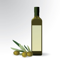 Wall Mural - vector illustration of olive oil bottle