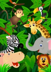 Poster - wild animals in the jungle