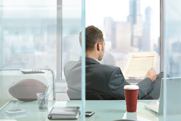 Poster - Businessman reading newspaper