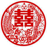 Vector Chinese traditional design of dragon and Phoenix.