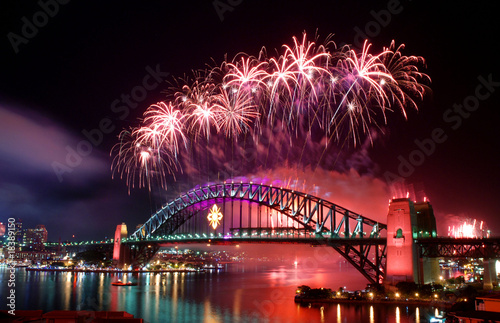 Sydney Harbour Bridge and fireworks Wallpaper Mural