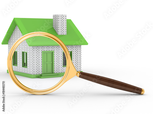 Search new house. Isolated 3D image on white