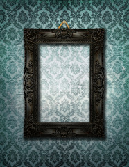 Wall Mural - Black ornate frame, wallpaper behind