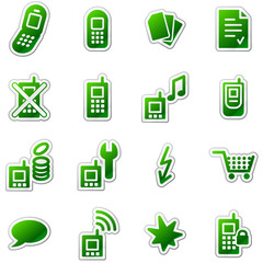 Poster - Mobile phone web icons, green sticker series