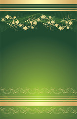 Wall Mural - Gold floral ornament. Background for card. Vector