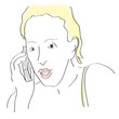 © puckillustrations - ragazza al telefono acquarello