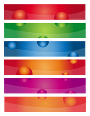 modern colorful web2 banner set with waves and bubbles