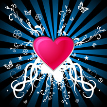 pink shiny heart with ornaments