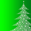 canvas print picture - Schneeflocken in Form eines Tannenbaums auf grünem Hintergrund