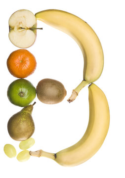The letter 'B' made out of fruits