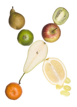 The letter 'X' made out of fruit