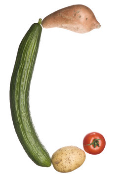 The letter 'C' made out of vegetables